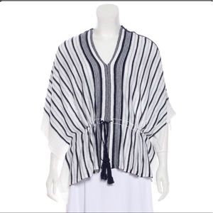 White + Warren linen V sweater poncho NWOT